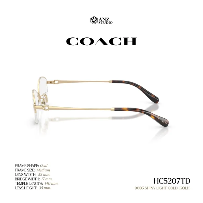 กรอบแว่นตา COACH รุ่น HC5207TD ทรง Oval กึ่งไร้ขอบ Titanium ดีไซน์บางเบา รับประกัน 2 ปี - Image 4
