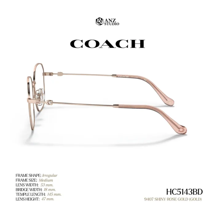กรอบแว่นตา COACH รุ่น HC5143BD ทรง Irregular ดีไซน์ Metal Sculpted C รับประกัน 2 ปี - Image 4