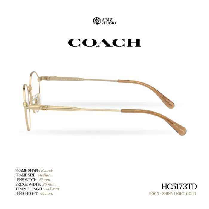 กรอบแว่นตา COACH รุ่น HC5173TD ทรง Round Titanium ดีไซน์เรียบหรู น้ำหนักเบา รับประกัน 2 ปี - Image 4