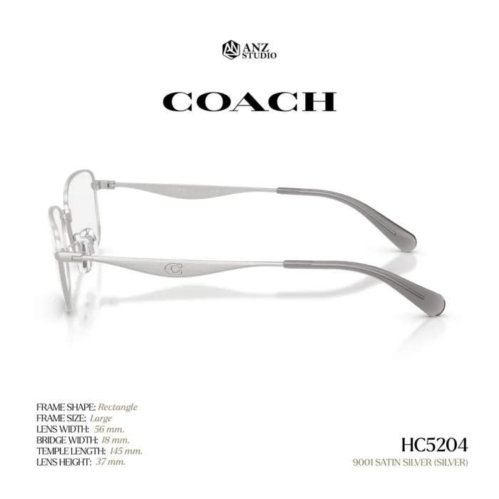 กรอบแว่นตา COACH รุ่น HC5204 ทรง Rectangle Metal ดีไซน์ Pillow Tabby รับประกัน 2 ปี - Image 4