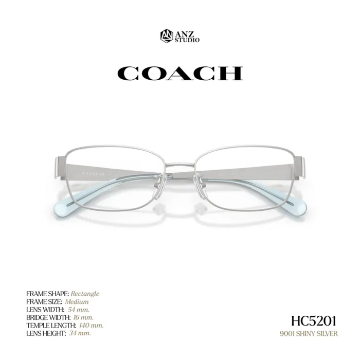 กรอบแว่นตา COACH รุ่น HC5201 ทรง Rectangle โลหะ ดีไซน์เรียบหรู รับประกัน 2 ปี - Image 8