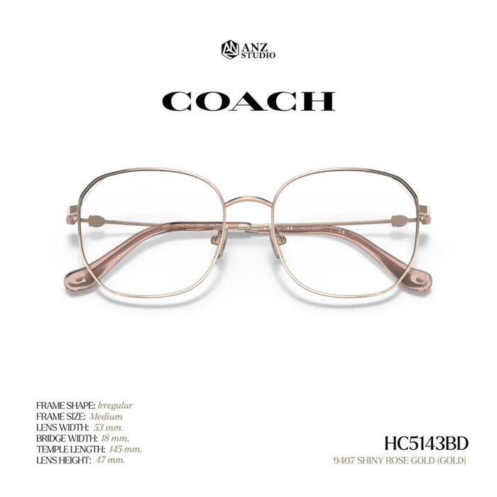 กรอบแว่นตา COACH รุ่น HC5143BD ทรง Irregular ดีไซน์ Metal Sculpted C รับประกัน 2 ปี - Image 5