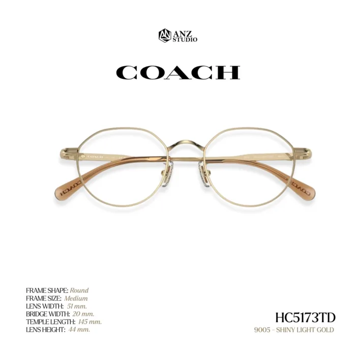 กรอบแว่นตา COACH รุ่น HC5173TD ทรง Round Titanium ดีไซน์เรียบหรู น้ำหนักเบา รับประกัน 2 ปี - Image 5