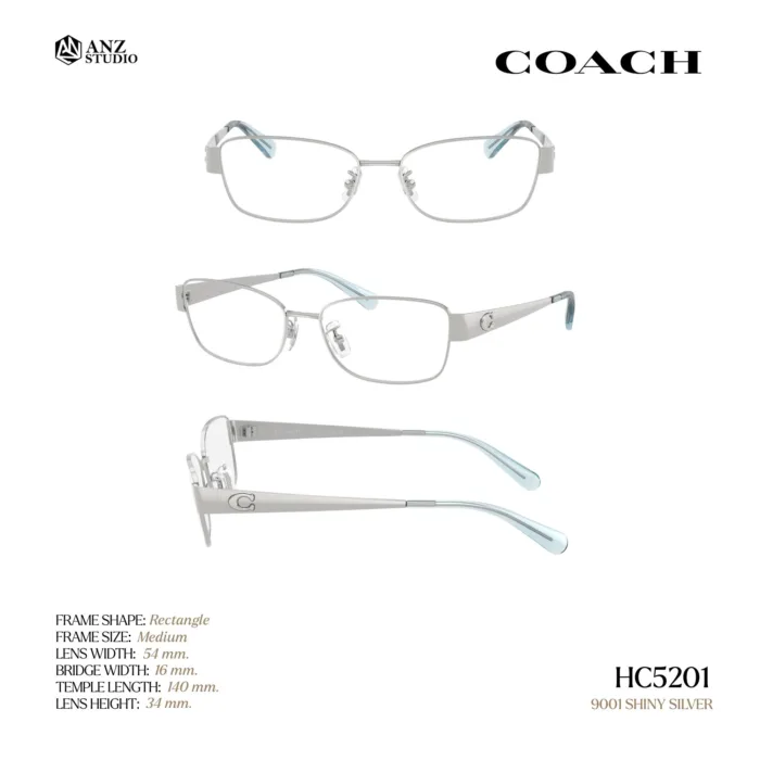 กรอบแว่นตา COACH รุ่น HC5201 ทรง Rectangle โลหะ ดีไซน์เรียบหรู รับประกัน 2 ปี - Image 10