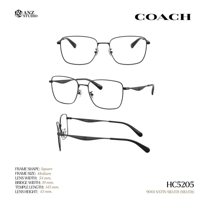 กรอบแว่นตา COACH รุ่น HC5205 ทรง Square โลหะดีไซน์เรียบหรู รับประกัน 2 ปี - Image 6