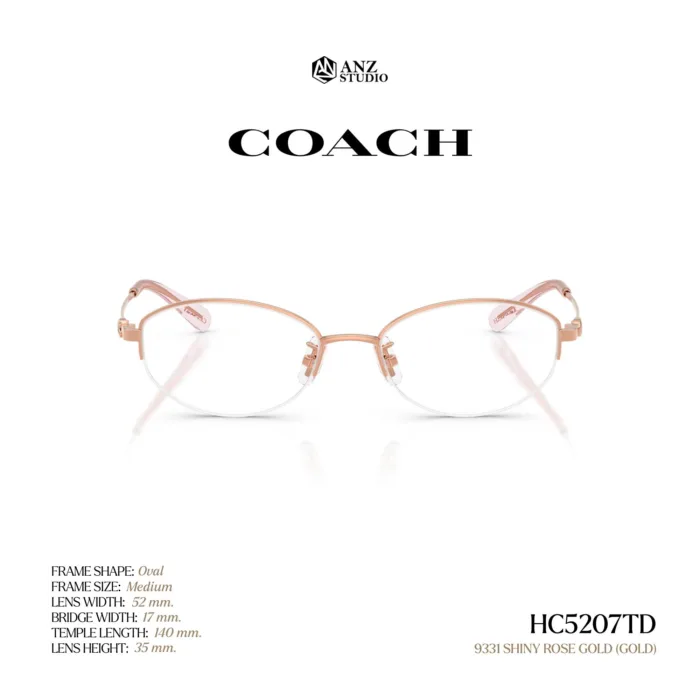 กรอบแว่นตา COACH รุ่น HC5207TD ทรง Oval กึ่งไร้ขอบ Titanium ดีไซน์บางเบา รับประกัน 2 ปี - Image 8