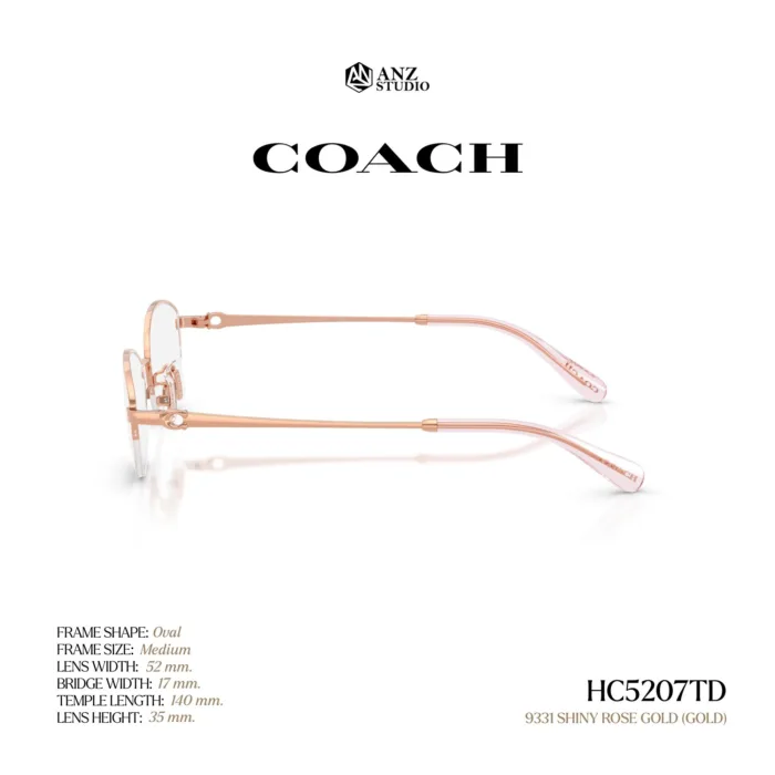 กรอบแว่นตา COACH รุ่น HC5207TD ทรง Oval กึ่งไร้ขอบ Titanium ดีไซน์บางเบา รับประกัน 2 ปี - Image 9