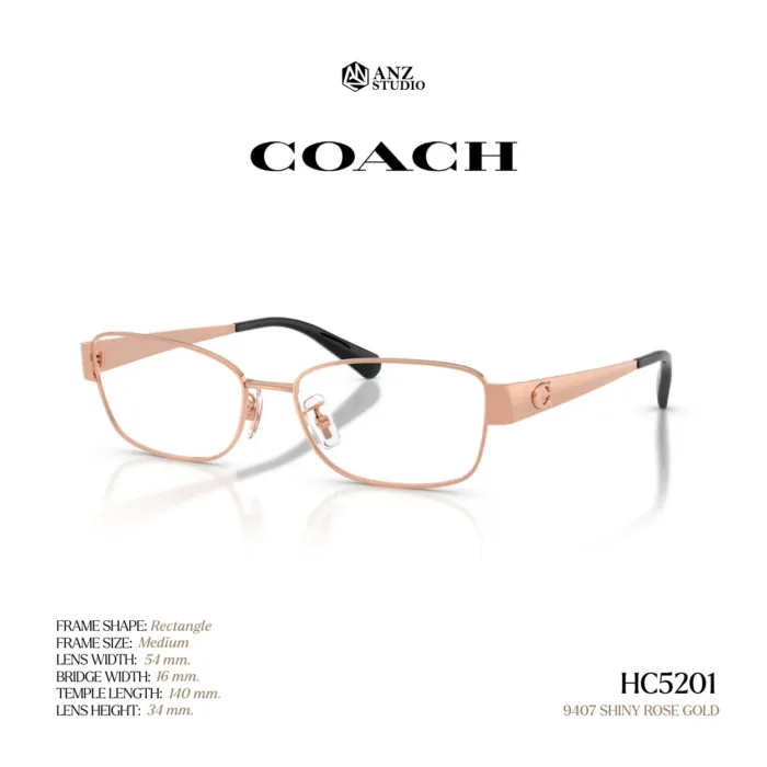 กรอบแว่นตา COACH รุ่น HC5201 ทรง Rectangle โลหะ ดีไซน์เรียบหรู รับประกัน 2 ปี - Image 3