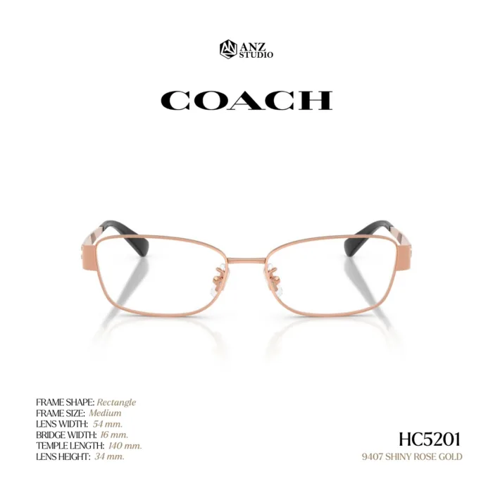 กรอบแว่นตา COACH รุ่น HC5201 ทรง Rectangle โลหะ ดีไซน์เรียบหรู รับประกัน 2 ปี - Image 5