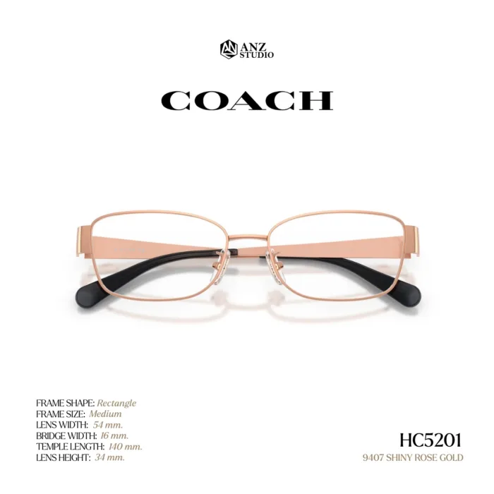 กรอบแว่นตา COACH รุ่น HC5201 ทรง Rectangle โลหะ ดีไซน์เรียบหรู รับประกัน 2 ปี - Image 9