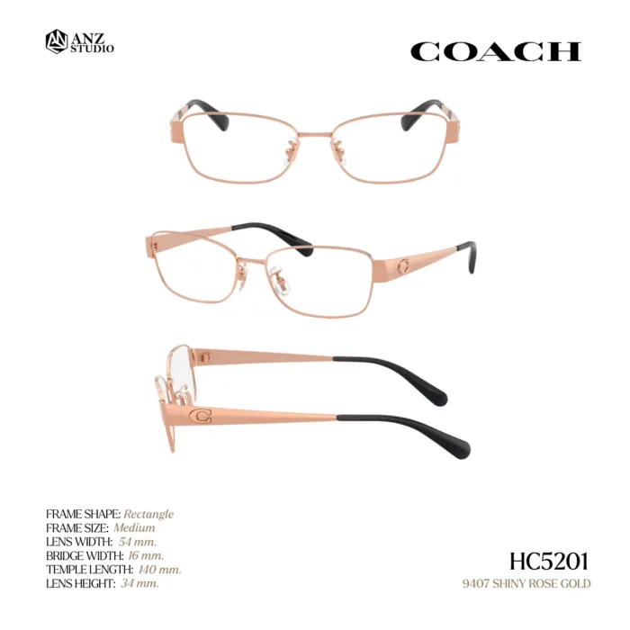 กรอบแว่นตา COACH รุ่น HC5201 ทรง Rectangle โลหะ ดีไซน์เรียบหรู รับประกัน 2 ปี - Image 11