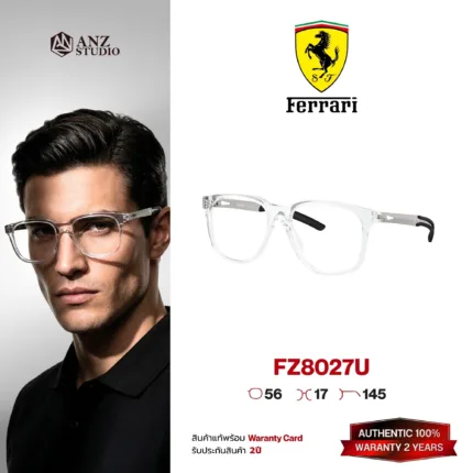 กรอบแว่นตา FERRARI FZ8027U ทรง Pillow ผู้ชาย Full Frame น้ำหนักเบา บานพับ Screwless Ferrari