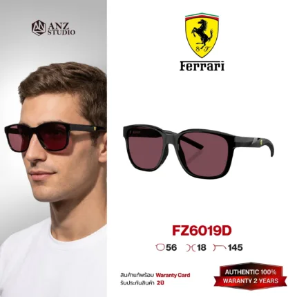 แว่นกันแดด FERRARI FZ6019D ทรง Square Unisex Full Frame เลนส์ Red Ferrari Exclusive น้ำหนักเบา Ferrari