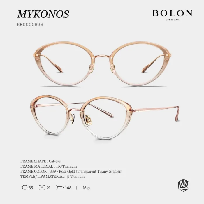 กรอบแว่นตา BOLON S/S 2026 รุ่น MYKONOS BR6000 ทรง Cat-eye ดีไซน์วินเทจผสมโมเดิร์น ของแท้ รับประกัน 1 ปี - Image 7