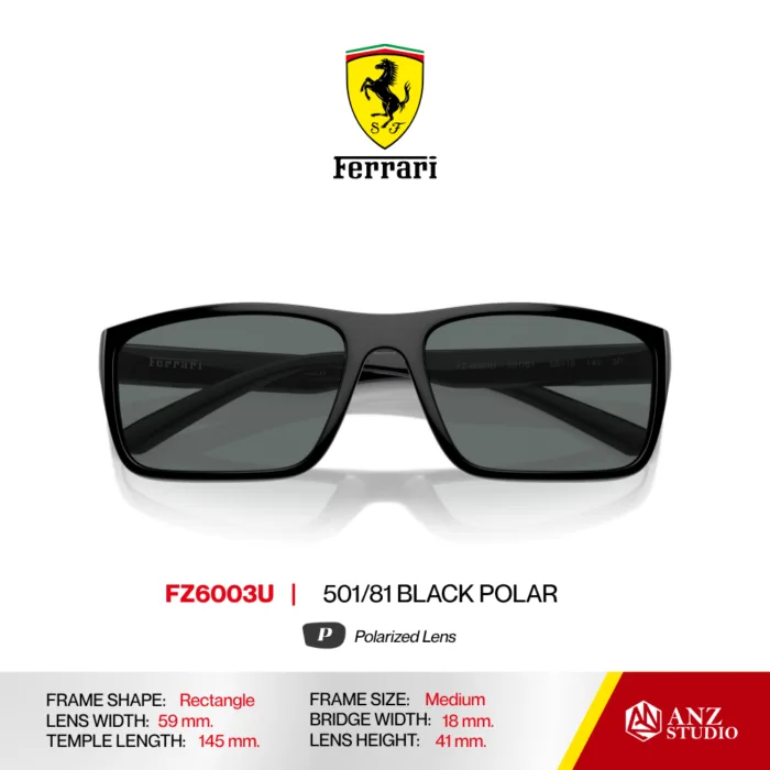 แว่นกันแดด FERRARI FZ6003U ทรง Rectangle ผู้ชาย Full Frame เลนส์ Mirror น้ำหนักเบา Ferrari - Image 9