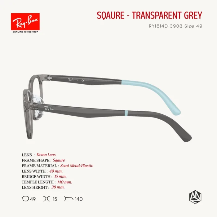RayBan Junior รุ่น RY1614D Eyeglasses Size 49 กรอบแว่นตาเด็ก ทรง Pillow ดีไซน์ทันสมัย น้ำหนักเบา ใส่สบาย - Image 4