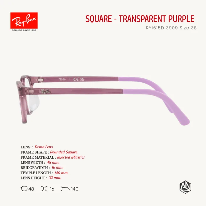 RayBan Junior RY1615D - กรอบแว่นตาสำหรับเด็ก SIZE 48 - Image 7
