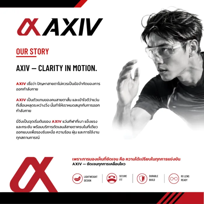 พร้อมเลนส์สายตา แว่นตาสำหรับเล่นกีฬา ตัดเลนส์ค่าสายตาได้ รุ่น Flex Pro  *ตัดค่าสายตาทักแชทก่อนสั่งซื้อ* - Image 9