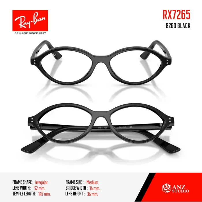 Ray-Ban RX7265 กรอบแว่นตาสายตา ทรง Irregular Oval - Image 2