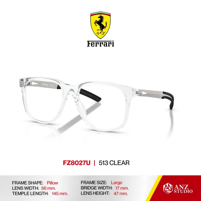กรอบแว่นตา FERRARI FZ8027U ทรง Pillow ผู้ชาย Full Frame น้ำหนักเบา บานพับ Screwless Ferrari - Image 2