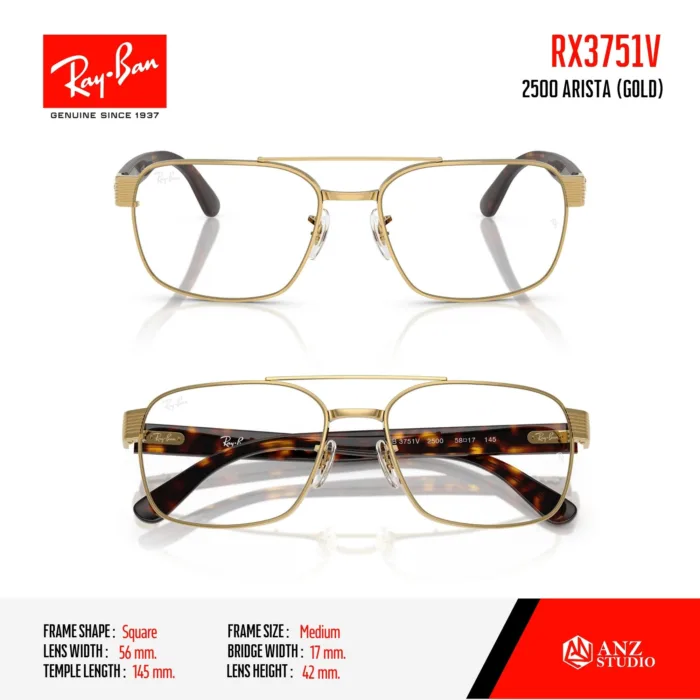Ray-Ban RX3751V กรอบแว่นสายตา ทรง Square Double Bridge - Image 2