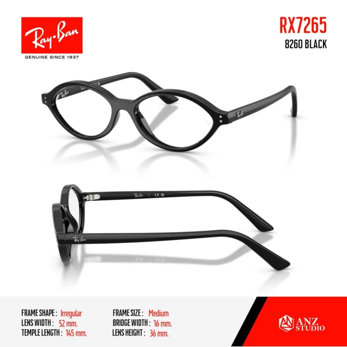 Ray-Ban RX7265 กรอบแว่นตาสายตา ทรง Irregular Oval - Image 3