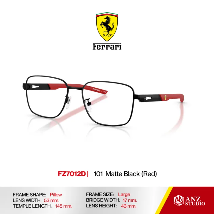 กรอบแว่นตา FERRARI FZ7012D กรอบแว่นตาทรง Pillow ดีไซน์ Racing โลหะน้ำหนักเบา บานพับ Screwless ของแท้รับประกัน 2 ปี - Image 2