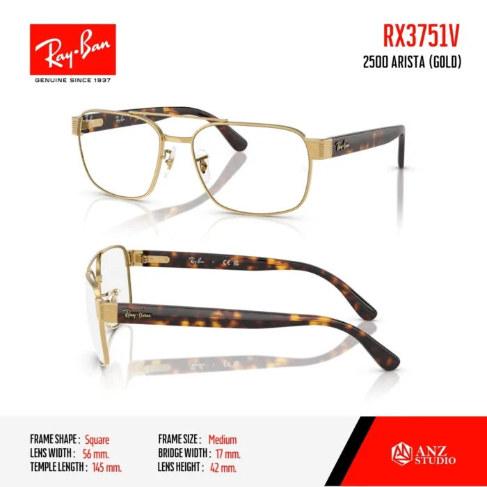 Ray-Ban RX3751V กรอบแว่นสายตา ทรง Square Double Bridge - Image 3