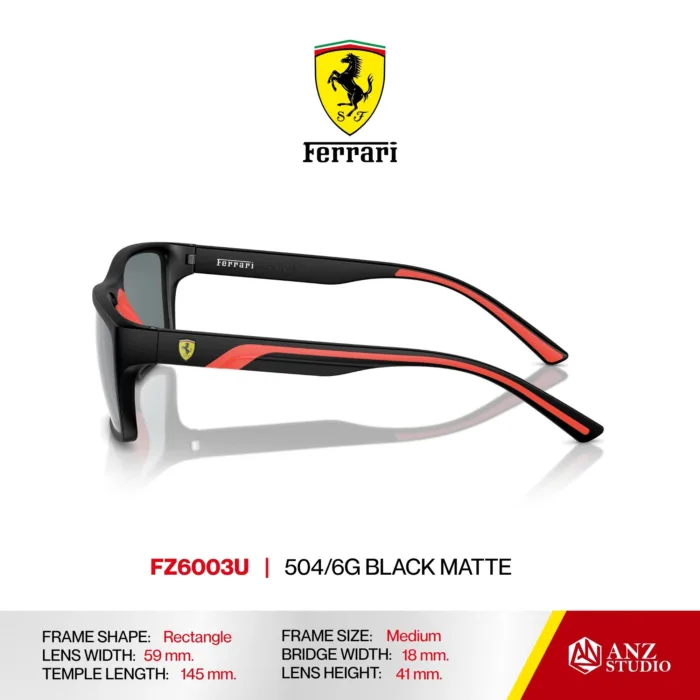 แว่นกันแดด FERRARI FZ6003U ทรง Rectangle ผู้ชาย Full Frame เลนส์ Mirror น้ำหนักเบา Ferrari - Image 4
