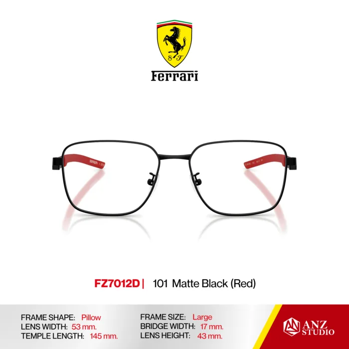 กรอบแว่นตา FERRARI FZ7012D กรอบแว่นตาทรง Pillow ดีไซน์ Racing โลหะน้ำหนักเบา บานพับ Screwless ของแท้รับประกัน 2 ปี - Image 3