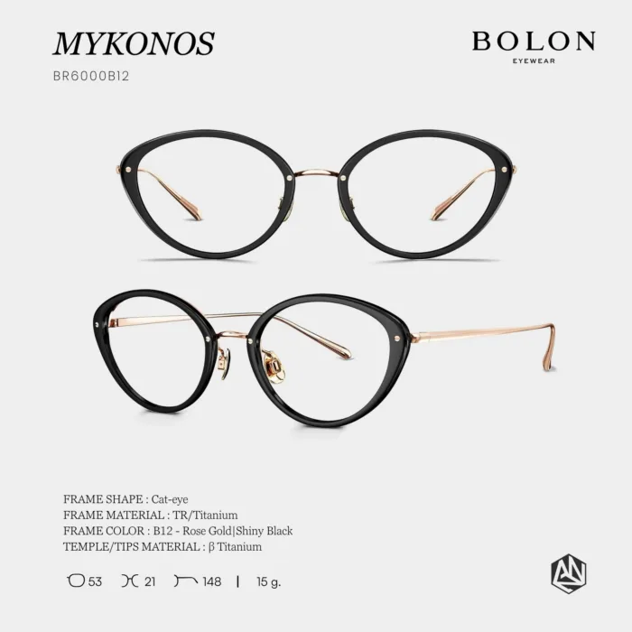 กรอบแว่นตา BOLON S/S 2026 รุ่น MYKONOS BR6000 ทรง Cat-eye ดีไซน์วินเทจผสมโมเดิร์น ของแท้ รับประกัน 1 ปี - Image 4