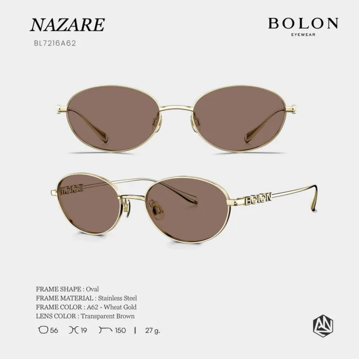 แว่นกันแดด BOLON S/S 2026 รุ่น NAZARE BL7216 ทรง Oval ดีไซน์เรียบหรู โลหะบางเบา ของแท้ รับประกัน 1 ปี - Image 4