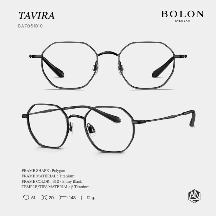 กรอบแว่นตา BOLON S/S 2026 รุ่น TAVIRA BA7061 ทรง Polygon ดีไซน์โมเดิร์น น้ำหนักเบา ของแท้ รับประกัน 1 ปี - Image 4