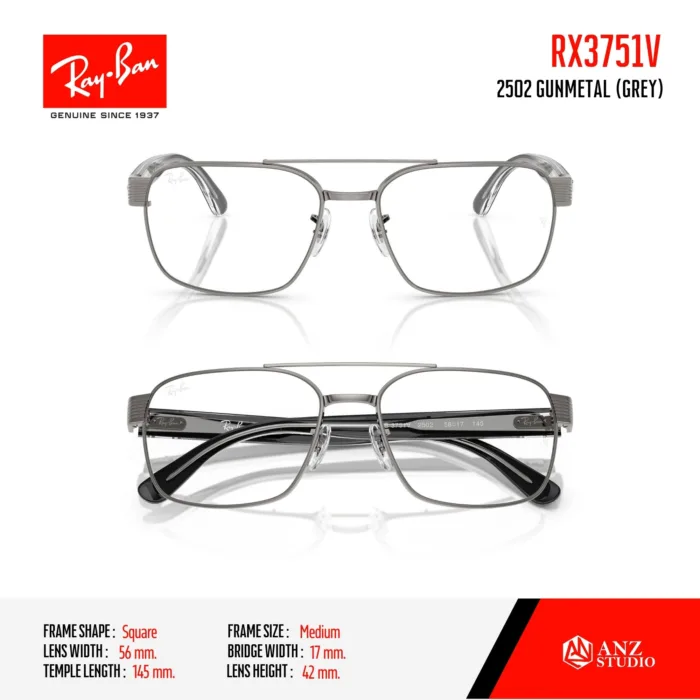 Ray-Ban RX3751V กรอบแว่นสายตา ทรง Square Double Bridge - Image 4