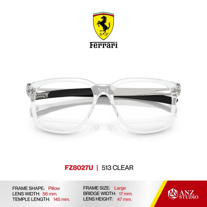 กรอบแว่นตา FERRARI FZ8027U ทรง Pillow ผู้ชาย Full Frame น้ำหนักเบา บานพับ Screwless Ferrari - Image 5