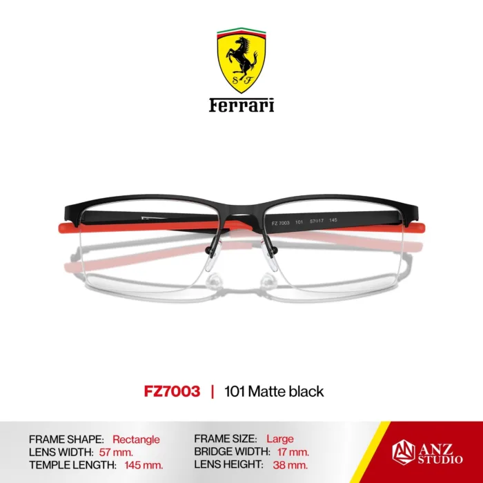 กรอบแว่นตา FERRARI FZ7003 ทรง Rectangle ผู้ชาย Semi Rimless น้ำหนักเบา Ferrari - Image 5
