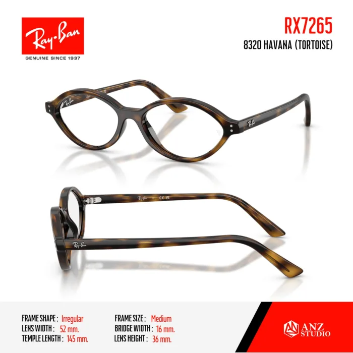 Ray-Ban RX7265 กรอบแว่นตาสายตา ทรง Irregular Oval - Image 5