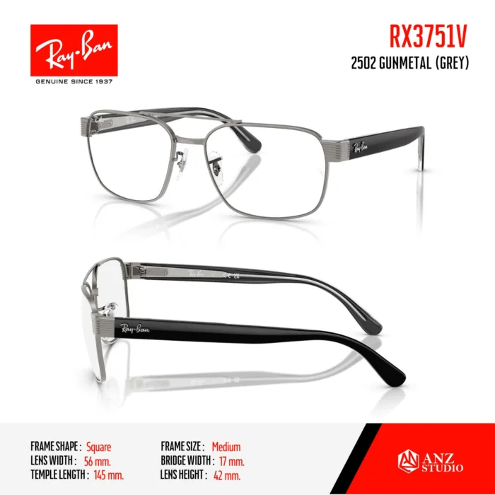 Ray-Ban RX3751V กรอบแว่นสายตา ทรง Square Double Bridge - Image 5