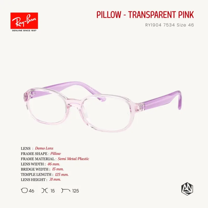 RayBan Junior รุ่น RY1904 Eyeglasses Size 46 กรอบแว่นตาเด็ก ทรง Pillow กรอบ FORTEX™ ยืดหยุ่นสูง น้ำหนักเบา ทนต่อแรงกระแทก - Image 2