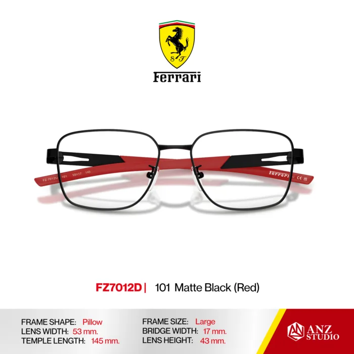 กรอบแว่นตา FERRARI FZ7012D กรอบแว่นตาทรง Pillow ดีไซน์ Racing โลหะน้ำหนักเบา บานพับ Screwless ของแท้รับประกัน 2 ปี - Image 5