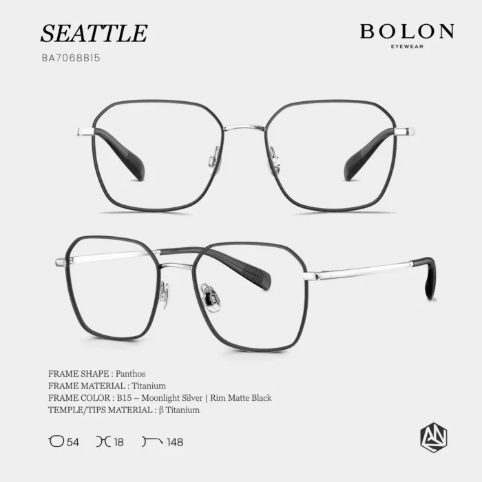กรอบแว่นตา BOLON S/S 2026 รุ่น SEATTLE BA7068 ทรง Polygon ดีไซน์คมชัด น้ำหนักเบา ของแท้ รับประกัน 1 ปี - Image 5