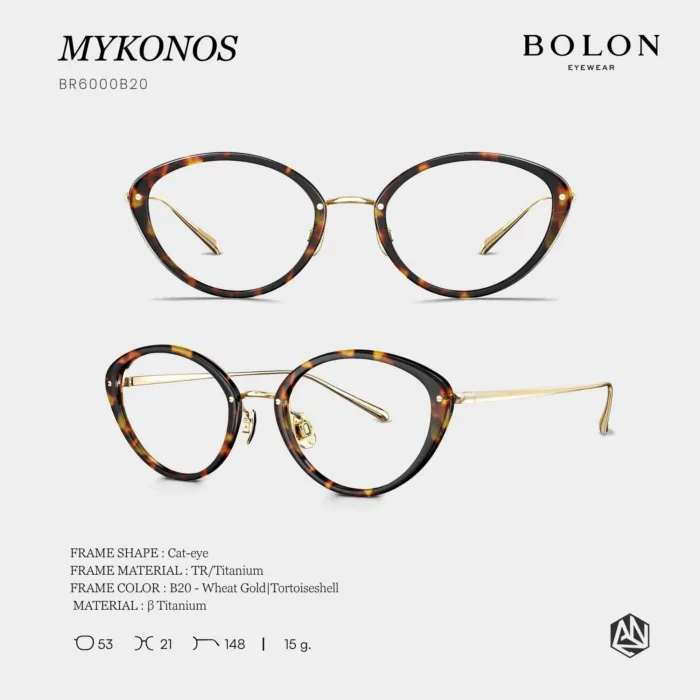 กรอบแว่นตา BOLON S/S 2026 รุ่น MYKONOS BR6000 ทรง Cat-eye ดีไซน์วินเทจผสมโมเดิร์น ของแท้ รับประกัน 1 ปี - Image 5