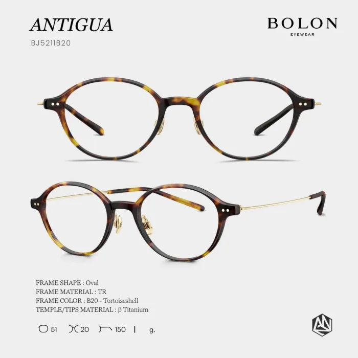 กรอบแว่นตา BOLON S/S 2026 รุ่น ANTIGUA BJ5211 ทรง Oval น้ำหนักเบาพิเศษ ดีไซน์เรียบหรู ของแท้ รับประกัน 1 ปี - Image 5