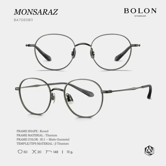 กรอบแว่นตา BOLON S/S 2026 รุ่น MONSARAZ BA7060 ทรง Round ดีไซน์มินิมอลไฮเอนด์ น้ำหนักเบา ของแท้ รับประกัน 1 ปี - Image 5