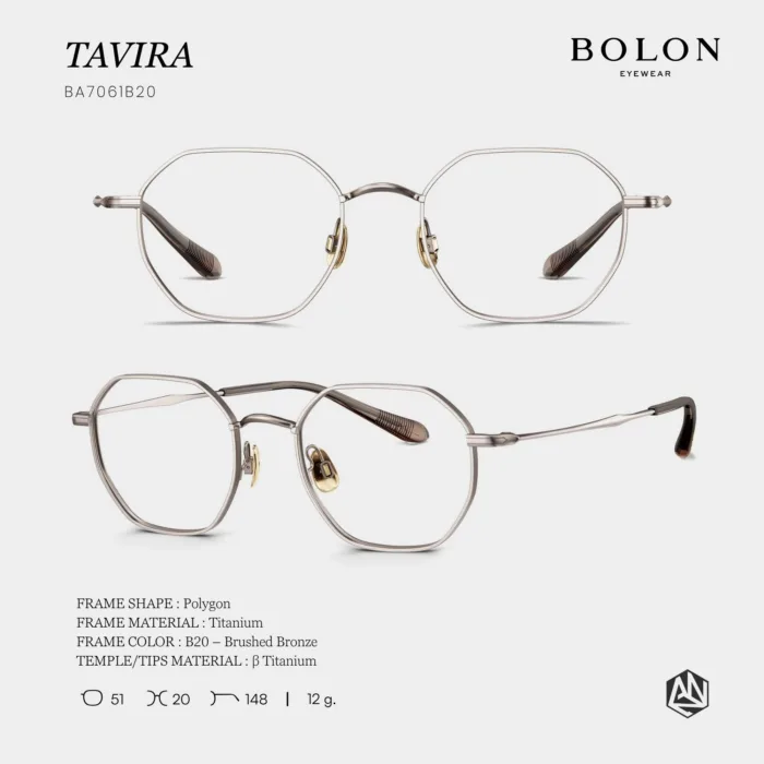 กรอบแว่นตา BOLON S/S 2026 รุ่น TAVIRA BA7061 ทรง Polygon ดีไซน์โมเดิร์น น้ำหนักเบา ของแท้ รับประกัน 1 ปี - Image 5