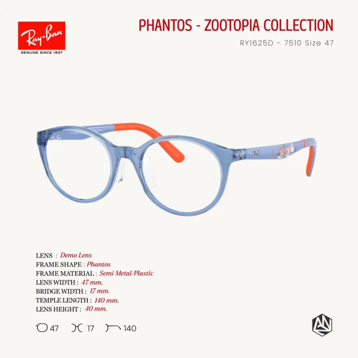 Ray-Ban x Disney Zootopia RY1625D Size 47 กรอบแว่นตาเด็ก ทรง Phantos - Image 2