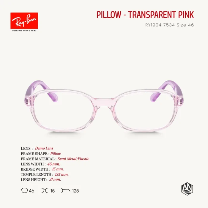 RayBan Junior รุ่น RY1904 Eyeglasses Size 46 กรอบแว่นตาเด็ก ทรง Pillow กรอบ FORTEX™ ยืดหยุ่นสูง น้ำหนักเบา ทนต่อแรงกระแทก - Image 3
