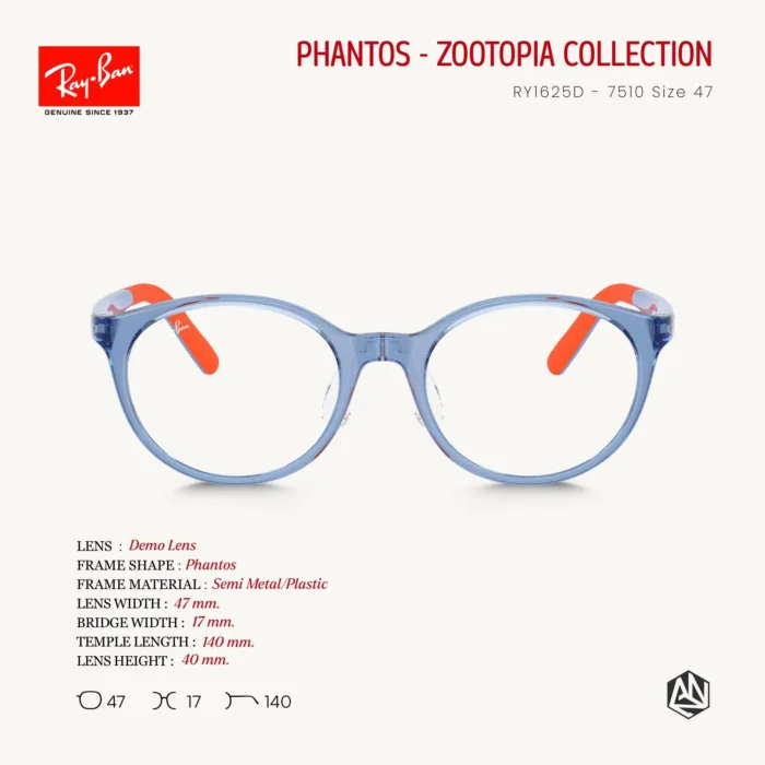 Ray-Ban x Disney Zootopia RY1625D Size 47 กรอบแว่นตาเด็ก ทรง Phantos - Image 3