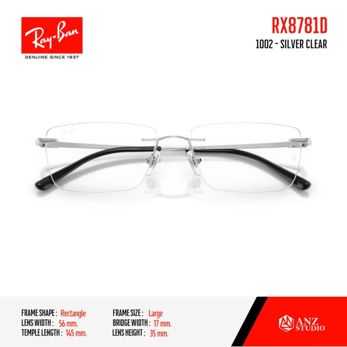 Ray-Ban RX8781D กรอบแว่นสายตา Titanium ไร้กรอบ ทรง Rectangle - Image 6