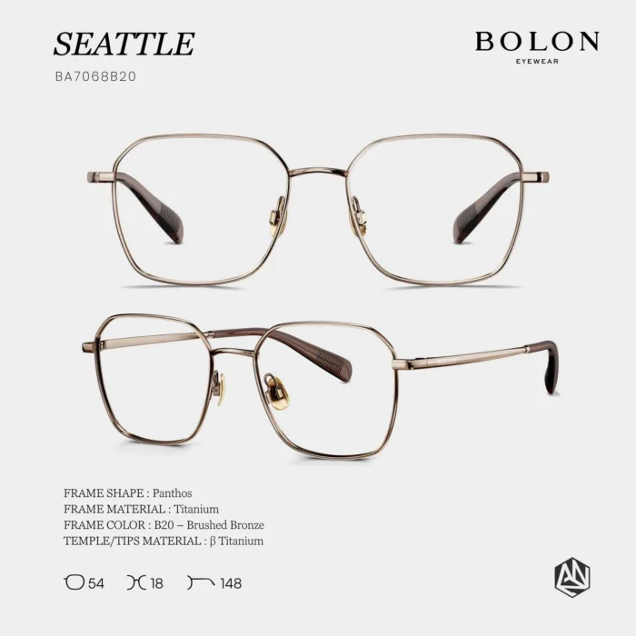 กรอบแว่นตา BOLON S/S 2026 รุ่น SEATTLE BA7068 ทรง Polygon ดีไซน์คมชัด น้ำหนักเบา ของแท้ รับประกัน 1 ปี - Image 6